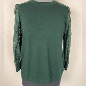 Green Sweater with Lace Sleeves